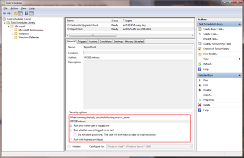 Run UPLINX Report Tool from a Task of Windows Task Scheduler