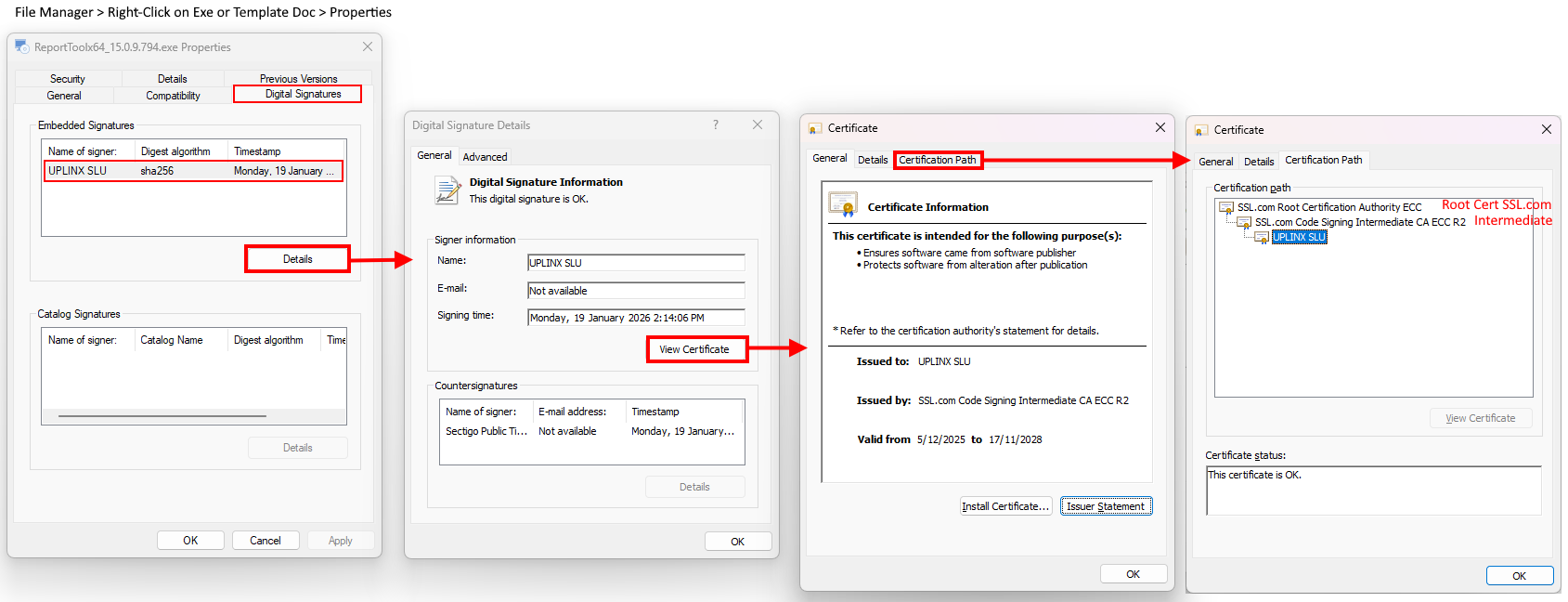 SSL.com code signing certificates details