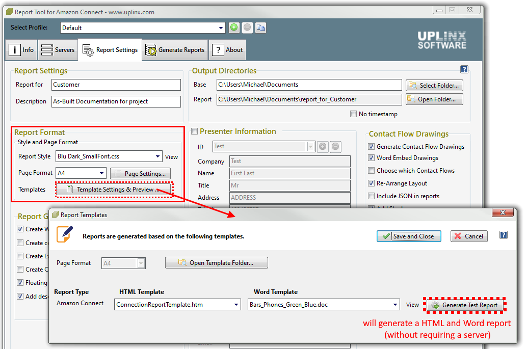 UPLINIX Report Tool for Amazon - Reports are generated based on 3 templates