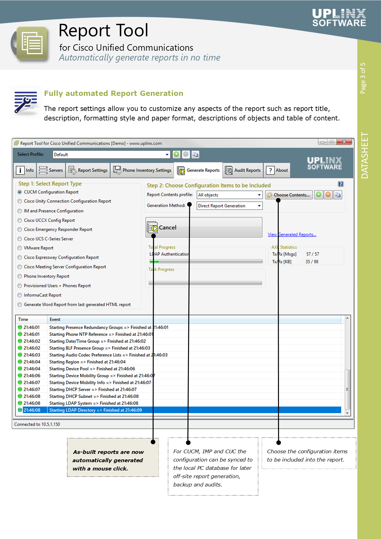 UPLINX Report Tool: Datasheet and Specification (page 3)