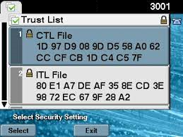 CTL and ITL shown on Cisco phone in Security menu