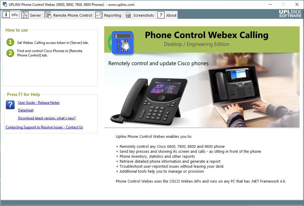 Phone Control Tool Webex - Screenshot - Intro